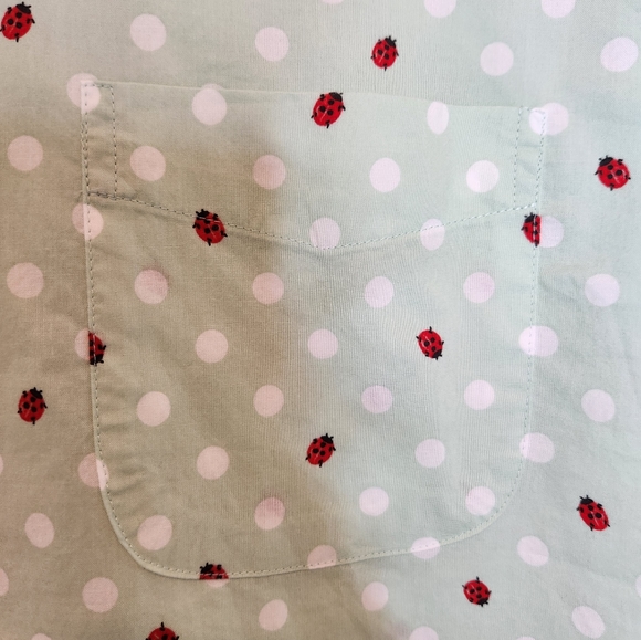 Lands' End Traditional Fit Ladybug Polka Dot Print Button Down Shirt L - Picture 3 of 6